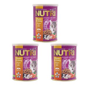 غذای گربه کنسرو شده Nutri Pet در بسته 3 تایی مرغ و گوشت گاو